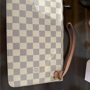 Louis Vuitton Gray and Cream Checkered Wristlet